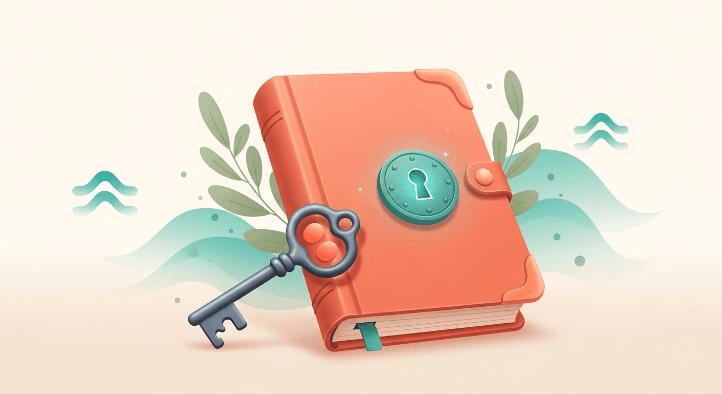 A locked journal with a key – your data belongs only to you